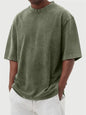 Mens Washed Color Distressed Pullover T-Shirt