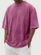 Mens Washed Color Distressed Pullover T-Shirt