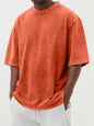 Mens Washed Color Distressed Pullover T-Shirt