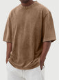 Mens Washed Color Distressed Pullover T-Shirt